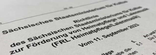 Foto der abgedruckten Förderrichtlinie Heimatpflege